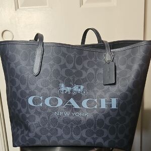 Coach NWT City Midnight Blue Signature Carriage Tote